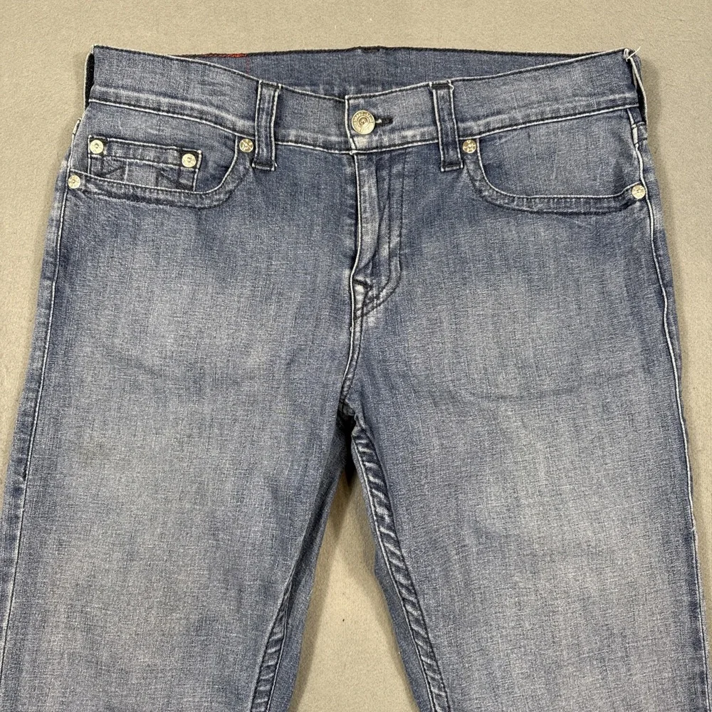 True Religion Jeans Men's 34/25 Ricky RELAXED Straight Light Wash WHISKERING